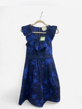 NWT Kate Spade New York Blue Floral Ruffle Dress